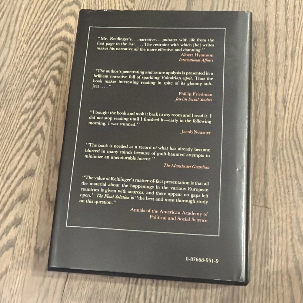Final‎ Solution: The Attempt To Exterminate The Jews By Gerald Reitlinger HCDJ